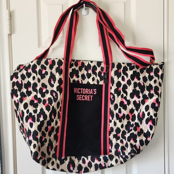 Victoria's Secret Handbags - Victoria's Secret Large Pink Leopard Tote Bag